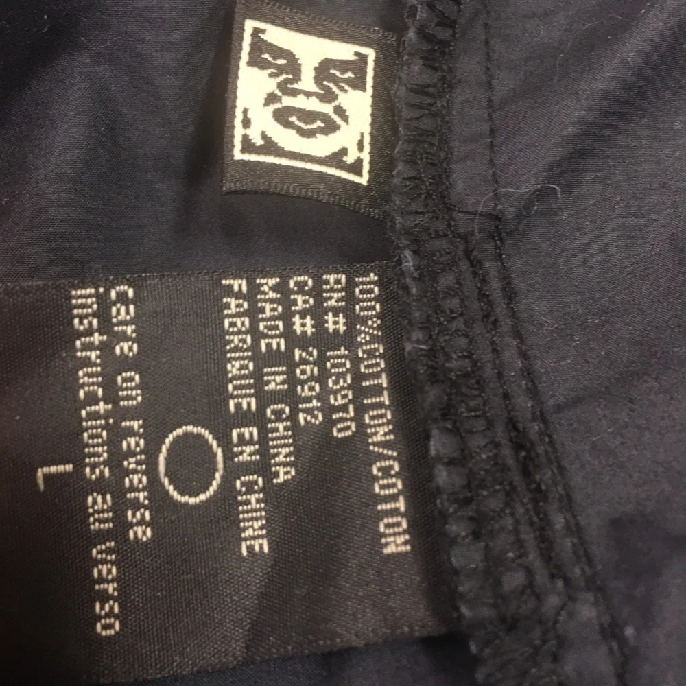 NEW Obey Propaganda Mens Large Lightweight Cotton Jacket Black Utility Pockets